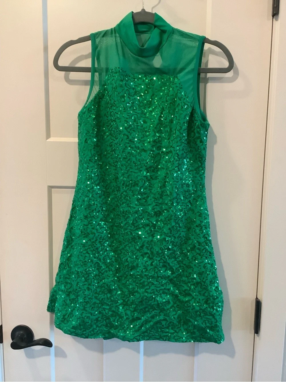 balera Emerald Green Sequin Mock Neck Dress